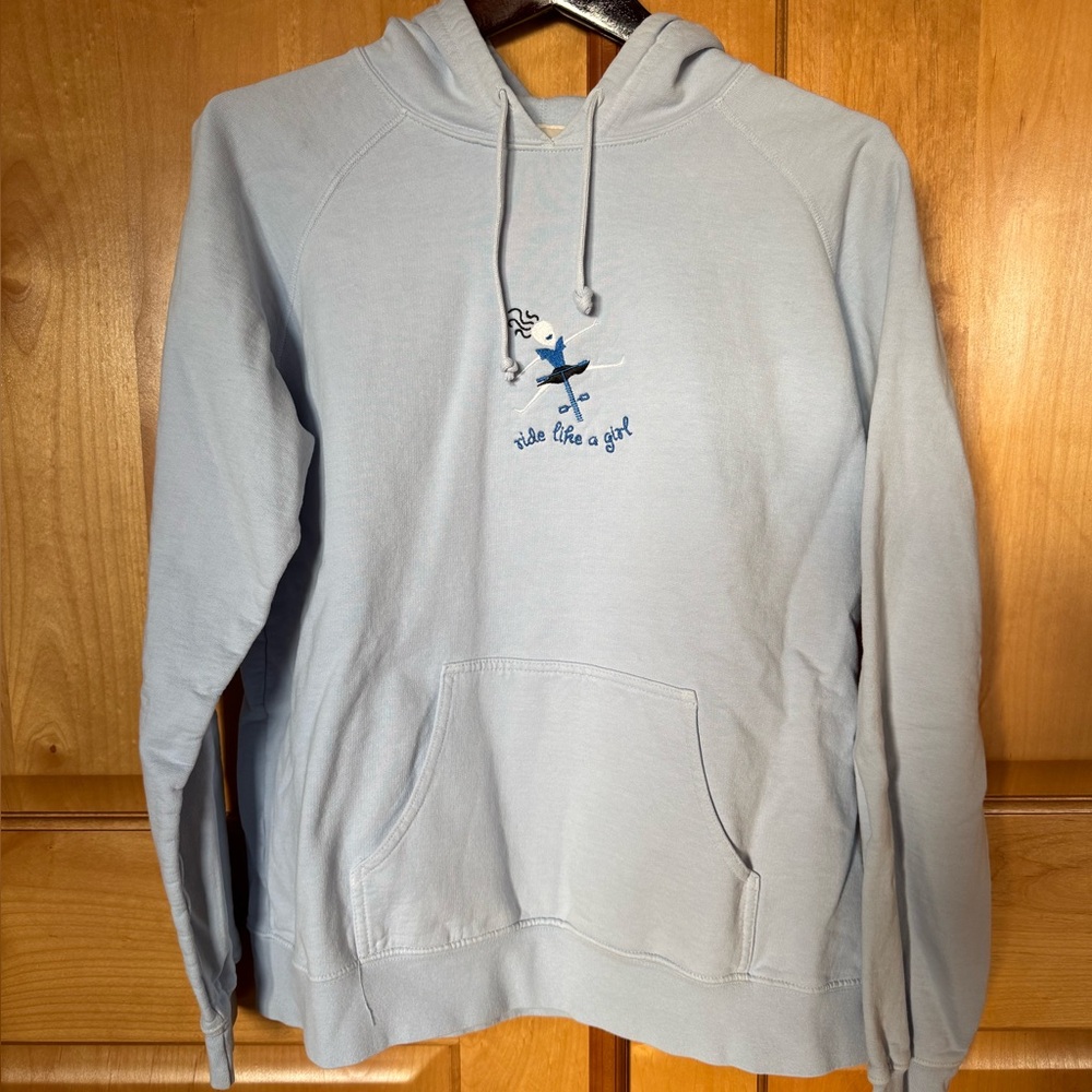 Terry Bicycles Ride Like A Girl Hoodie. Like New! Light Blue, Size L